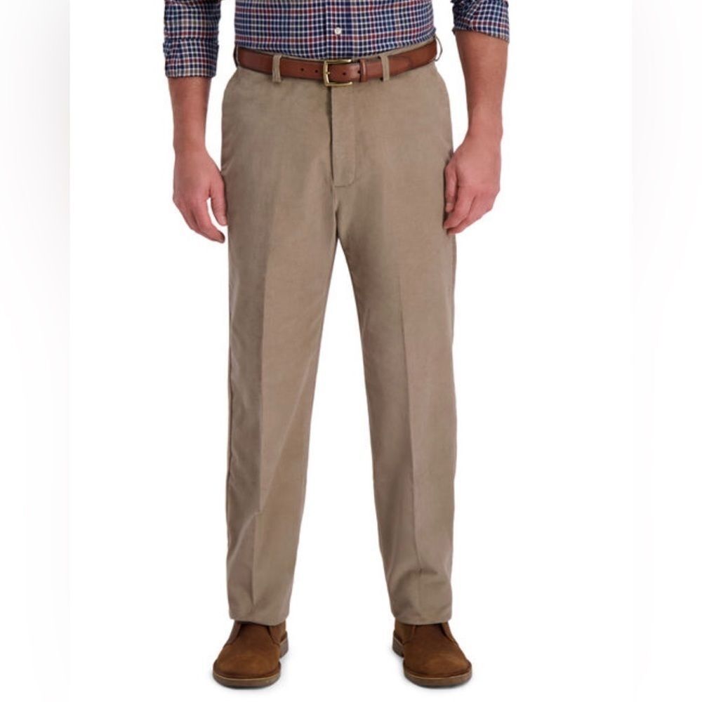 Haggar Presstige NWT Tan Khaki, Pleated Front, Corduroy Pants w38